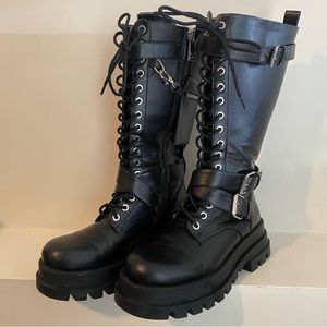 ZARA BLACK MOTO COMBAT BOOTS Size 37